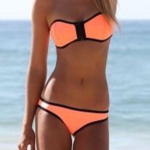 Orange and black bikini