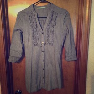3/4 sleeve jean shirt