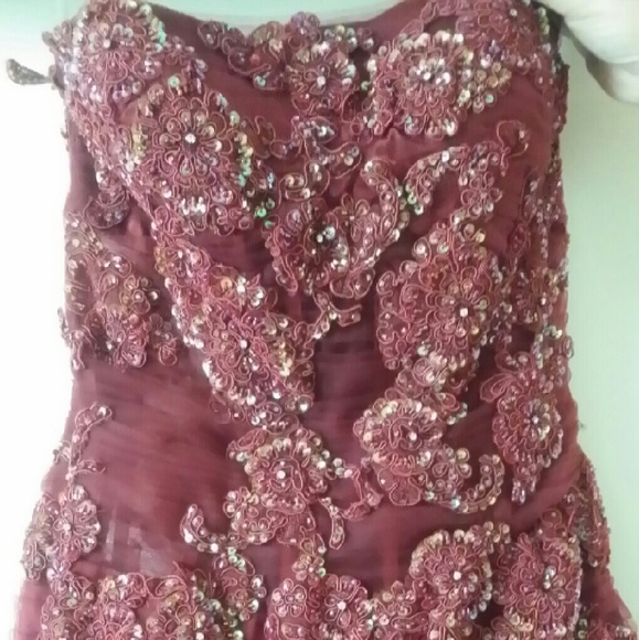 Ayce Paris Designs Red Jeweled Dress