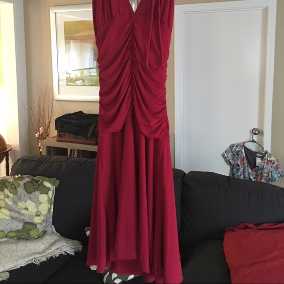 Bebe formal dark red swing dress EUC size Small - Picture 3 of 4