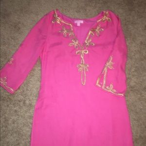 Lilly Pulitzer pink with gold embellishments dress