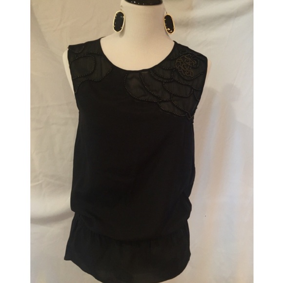 Black Sleeveless Beaded Top - Picture 1 of 4