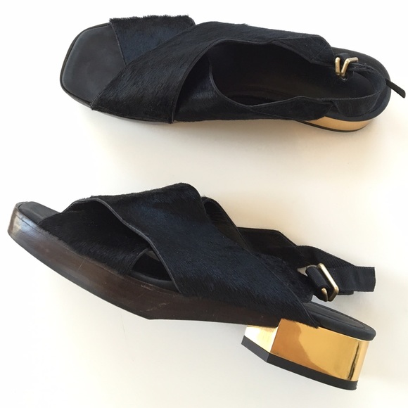 Calvin Klein Collection Calf hair + metal sandals