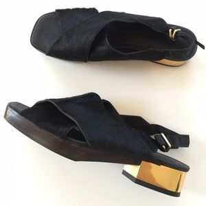 Calvin Klein Collection Calf hair + metal sandals