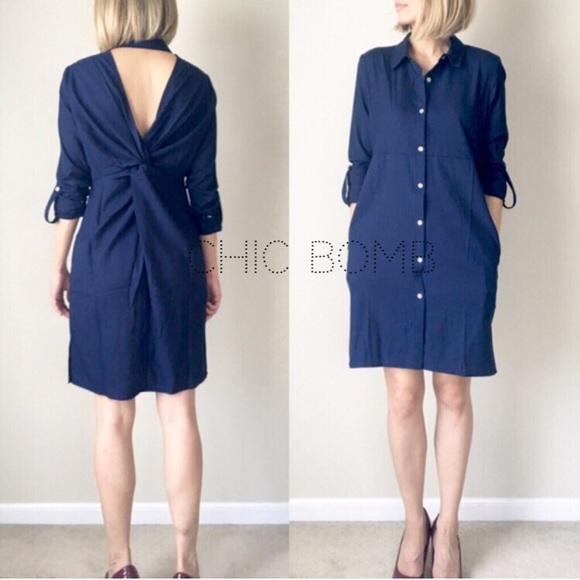 Twisted back dress with button down front - Picture 2 of 4