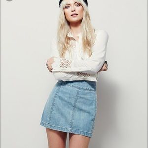 FREE PEOPLE ZIP TO IT DENIM MINI