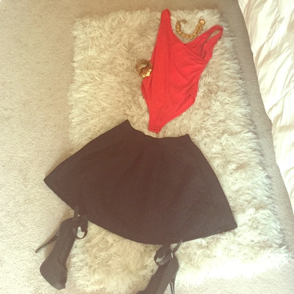 Red fitted body suit