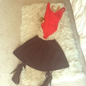 Red fitted body suit