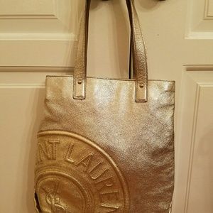 Yves St. Laurent Leather Tote in Gold