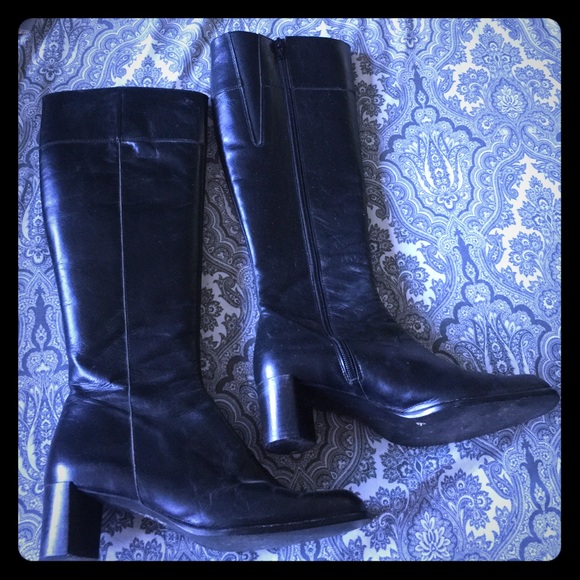 DKNY black All leather tall riding boots sz 7.5