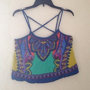 Colorful Strappy Back Crop Top