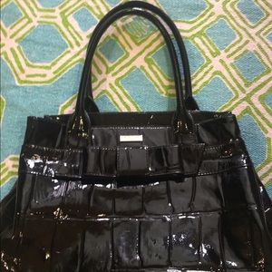 Kate spade black patent leather bow tote
