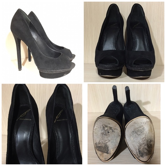 B Brian Atwood Florencia Peep Toe Shoes Sz 6.5 - Picture 4 of 4