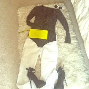 Criss cross tie up body suit