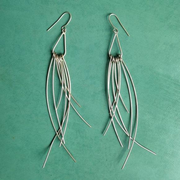 Boho silver hanging earrings