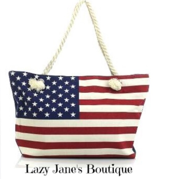 American Flag Beach Tote