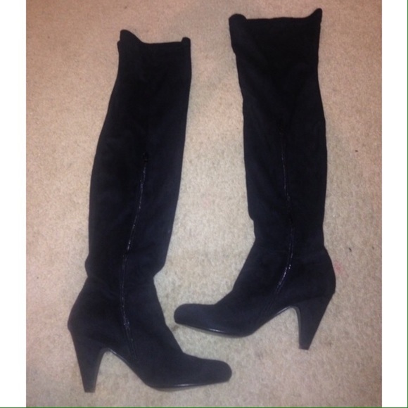 Black Suede Thigh High Boots