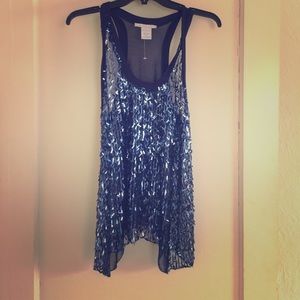 Blue sequin top