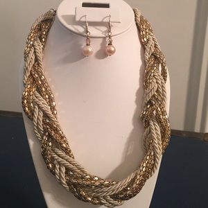 Gold & Cream Braided Necklace