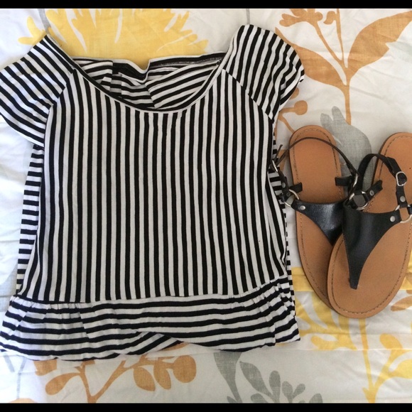 Black & white striped dress.