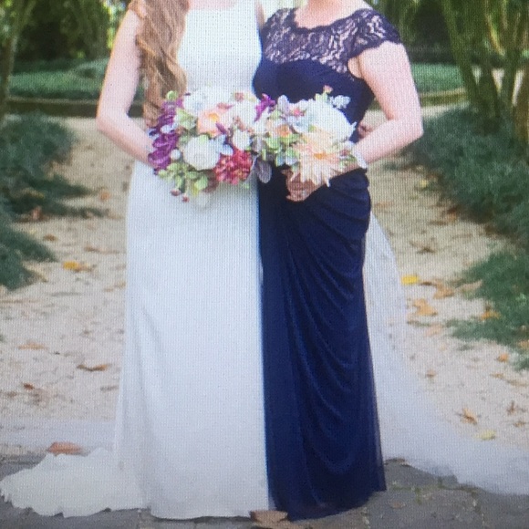 Navy blue floor length dress