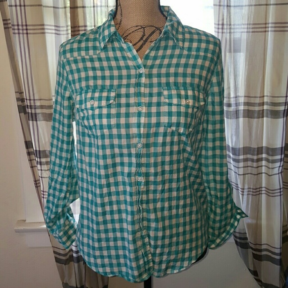 Teal Gingham top