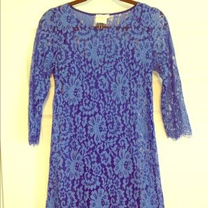 Blue Anthropology Lace Shift Dress
