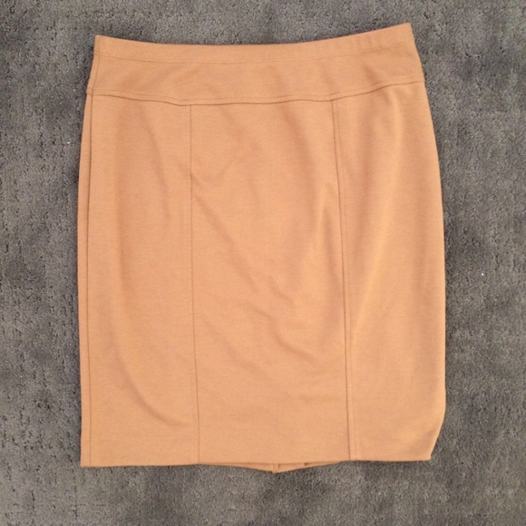 Tan knee length pencil skirt