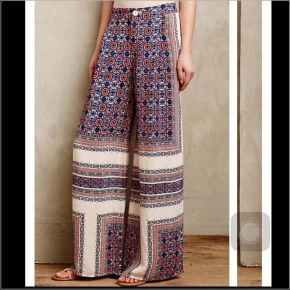 Anthropologie Pants - Silk rayon wide leg fit pants