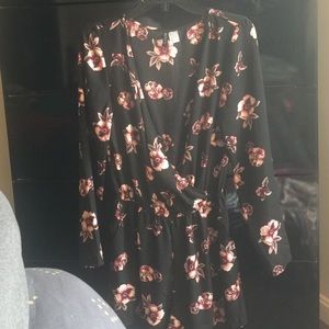 H&M Black Floral Short Romper