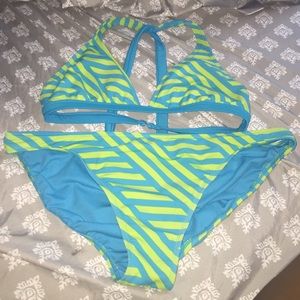Aeropostale Striped green and blue bikini
