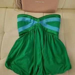 Bebe strapless green bubble top