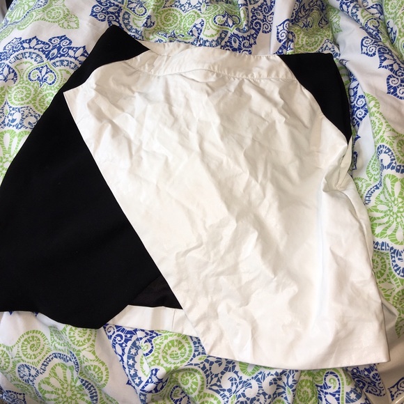 black and white leather skirt with slit