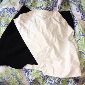 black and white leather skirt with slit