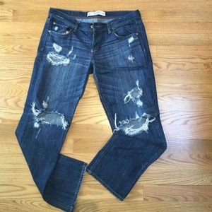 Abercrombie and Fitch destroyed dark wash denim