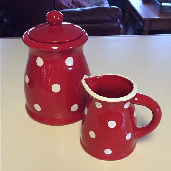 Terramoto Red Cookie Canister and Pitcher