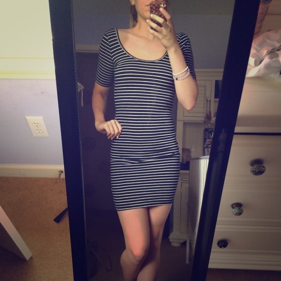 American Apparel b&w striped body con dress