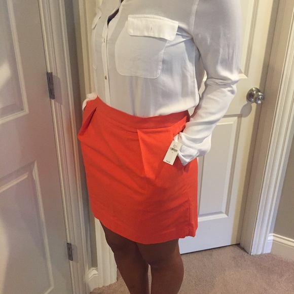Orange pencil skirt