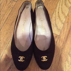Chanel Suede Ballet Flats 37.5 brown