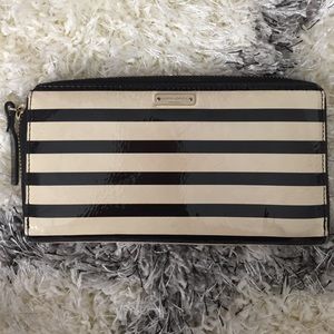 Kate Spade striped zip around wallet