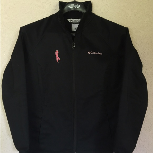 Columbia Black soft shell - breast cancer logo.