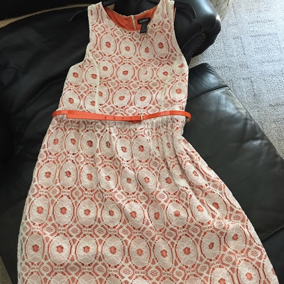 Fun and flirty lace and orange dress