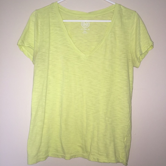 DONATED Yellow-green V-neck Tee - Picture 2 of 4