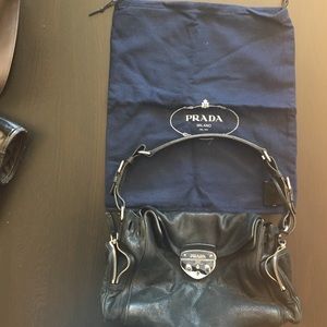 Authentic Prada Black Leather Bag Purse