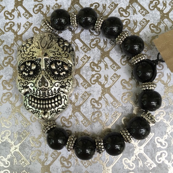 Sugar Skull Bracelet Black