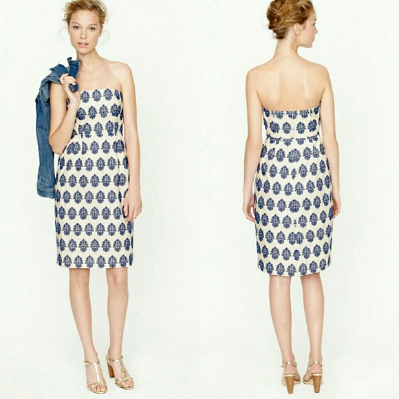 J. Crew Dresses & Skirts - Rare! J Crew Blue Filigree Eyelet Lace Embroidered Dress 00 XS
