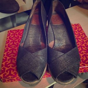 Tory Burch Filipa Wedge Espadrilles Pewter