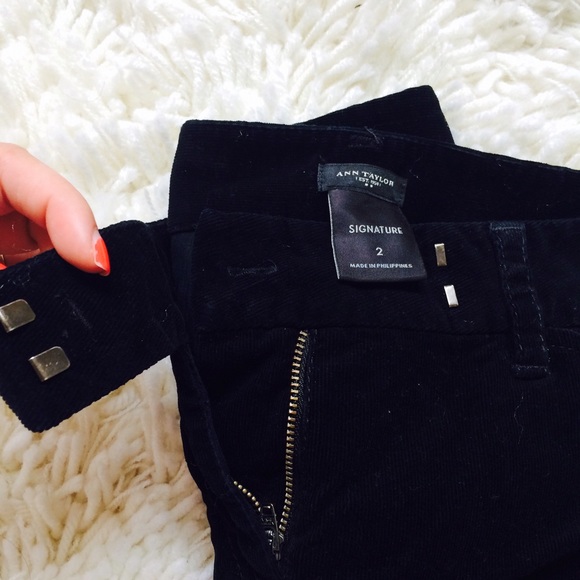 Ann Taylor | Black Corduroy Straight Leg Pants Size 2 - Picture 2 of 10