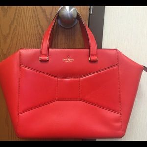 EUC Kate Spade Large Beau Bow bag Maraschino RED