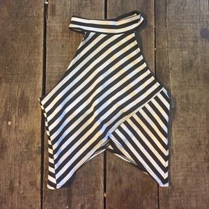 Nasty Gal High Neck striped Crop Top